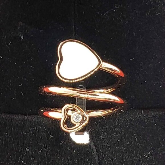 Brand New Peermont Jewelry 18k rose gold plated ring w/ white opal and one stone - Picture 3 of 3